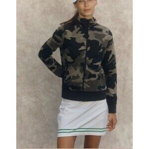 NWT Flint Park Women's W Court Jacket in Black Camo Stretch Zip Sz M $88 retail